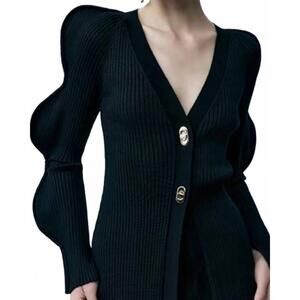 NEW URBAN REVIVO long wave sleeve cardigan in black